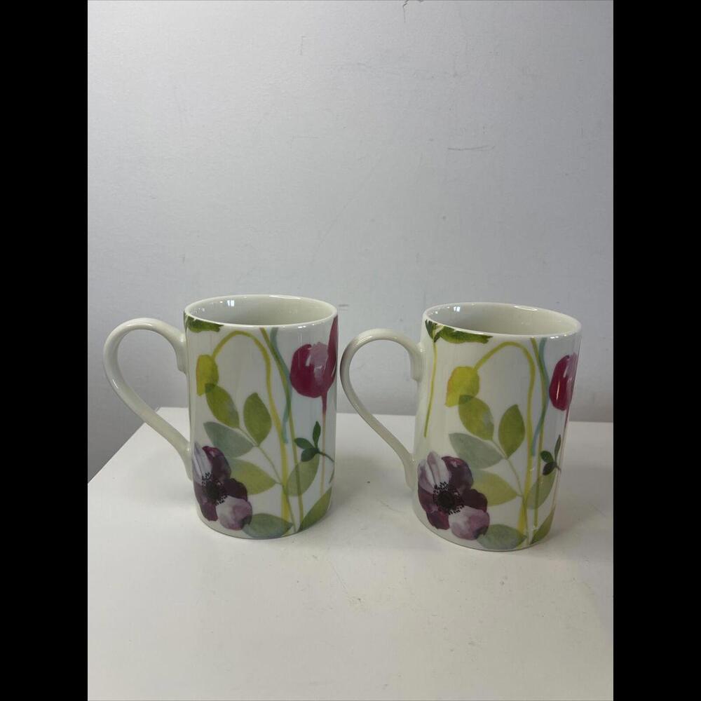 Set Of 2 Portmeirion Water Garden Mugs Dishwasher Oven Microwave Freezer Safe
